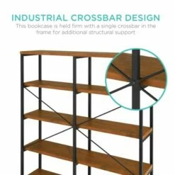 Best Choice Products 55in Storage Bookshelf for Living Room, Walkway w/ Industrial, Elevated Design