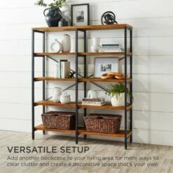 Best Choice Products 55in Storage Bookshelf for Living Room, Walkway w/ Industrial, Elevated Design -Bookshelves Sales Shop unnamed file 4331