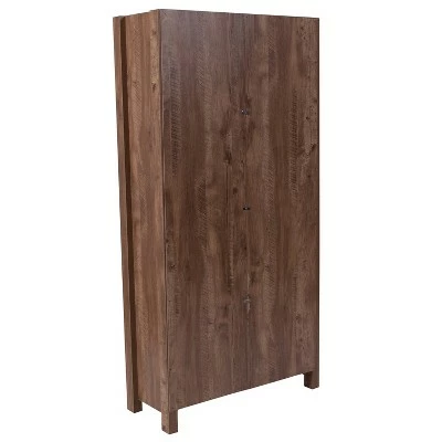 Flash Furniture New Lancaster Collection 59.5"H 6 Cube Storage Organizer Bookcase with Metal Cabinet Doors in Crosscut Oak Wood Grain Finish 5 Flash Furniture New Lancaster Collection 59.5"H 6 Cube Storage Organizer Bookcase with Metal Cabinet Doors in Crosscut Oak Wood Grain Finish - Image 3