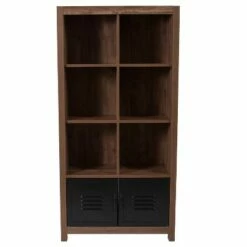 Flash Furniture New Lancaster Collection 59.5"H 6 Cube Storage Organizer Bookcase with Metal Cabinet Doors in Crosscut Oak Wood Grain Finish 9 Flash Furniture New Lancaster Collection 59.5"H 6 Cube Storage Organizer Bookcase with Metal Cabinet Doors in Crosscut Oak Wood Grain Finish -Bookshelves Sales Shop unnamed file 4346