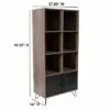 Flash Furniture Woodridge Collection 59.25"H 6 Cube Storage Organizer Bookcase with Metal Cabinet Doors and Metal Legs in Rustic Wood Grain Finish -Bookshelves Sales Shop unnamed file 4362