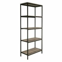 Lavish Home 5-Tier Open Industrial Style Wooden Bookshelf, Gray Woodgrain -Bookshelves Sales Shop unnamed file 4374