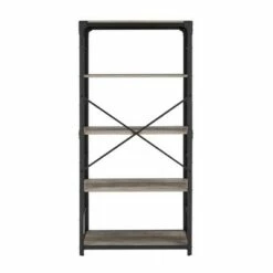 64" Benny Angle Iron 4 Tiered Mixed Material Bookshelf - Saracina Home Rustic Oak -Bookshelves Sales Shop unnamed file 4379