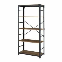 64" Benny Angle Iron 4 Tiered Mixed Material Bookshelf - Saracina Home Rustic Oak -Bookshelves Sales Shop unnamed file 4381