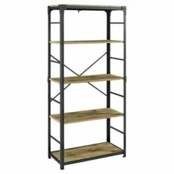 64" Benny Angle Iron 4 Tiered Mixed Material Bookshelf - Saracina Home Rustic Oak -Bookshelves Sales Shop unnamed file 4382