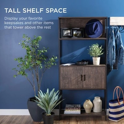 Best Choice Products Storage Bookshelf for Living Room, Walkway w/ Enclosed Cabinet, Elevated Design 7 Best Choice Products Storage Bookshelf for Living Room, Walkway w/ Enclosed Cabinet, Elevated Design - Image 5