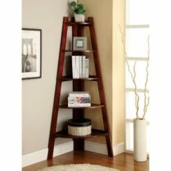 63.25" Lynch 5 Shelf Corner Bookcase - HOMES: Inside + Out White