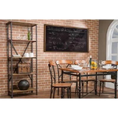 74.25" Lancashire Wood & Metal Bookcase Brown - Baxton Studio 3 74.25" Lancashire Wood & Metal Bookcase Brown - Baxton Studio