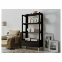 62.4" 2 Drawers Kalien Modern and Contemporary Bookshelf with Display Shelves Espresso Brown - Baxton Studio 9 62.4" 2 Drawers Kalien Modern and Contemporary Bookshelf with Display Shelves Espresso Brown - Baxton Studio -Bookshelves Sales Shop unnamed file 4432