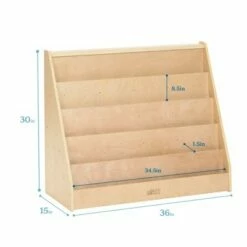 ECR4Kids Birch Hardwood Single-Sided Bookcase Display Stand for Kids, 5 Shelves, Natural Finish
