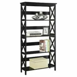 60" Oxford 5 Tier Bookcase Black - Breighton Home
