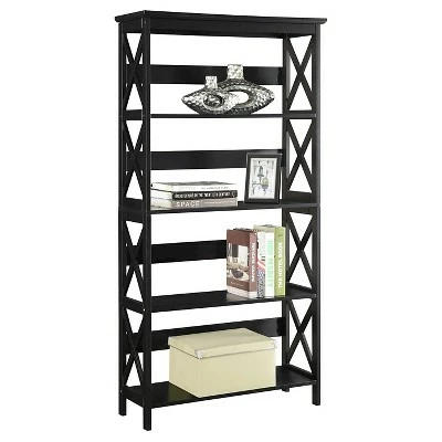 60" Oxford 5 Tier Bookcase Black - Breighton Home 3 60" Oxford 5 Tier Bookcase Black - Breighton Home