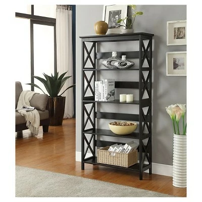 60" Oxford 5 Tier Bookcase Black - Breighton Home 4 60" Oxford 5 Tier Bookcase Black - Breighton Home - Image 2
