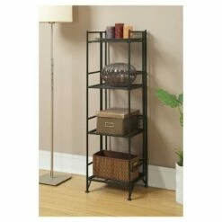 45" 4 Tier Folding Metal Shelf Black - Breighton Home -Bookshelves Sales Shop unnamed file 4483