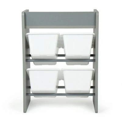 Kids' End Table Nightstand with 4 Storage Bins - Humble Crew Natural/white 6 Kids' End Table Nightstand with 4 Storage Bins - Humble Crew Natural/white - Image 4