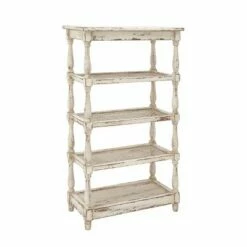 55" Metal and Wood 5 Tiered Wall Shelf White - Olivia & May -Bookshelves Sales Shop unnamed file 4529