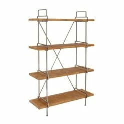 67" Metal and Wood 4 Tier Shelf Dark Brown - Olivia & May 9 67" Metal and Wood 4 Tier Shelf Dark Brown - Olivia & May -Bookshelves Sales Shop unnamed file 4568
