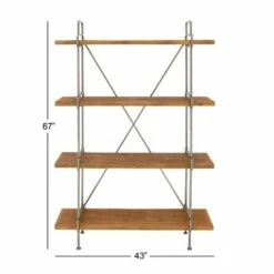 67" Metal and Wood 4 Tier Shelf Dark Brown - Olivia & May 11 67" Metal and Wood 4 Tier Shelf Dark Brown - Olivia & May -Bookshelves Sales Shop unnamed file 4570