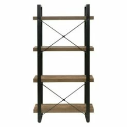 55" Bourbon Foundry 4 Tier Bookshelf Wood and Black Steel Oak - OneSpace -Bookshelves Sales Shop unnamed file 4575