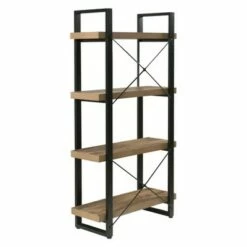55" Bourbon Foundry 4 Tier Bookshelf Wood and Black Steel Oak - OneSpace -Bookshelves Sales Shop unnamed file 4578