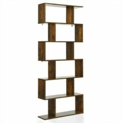 Costway 1/2 PCS 6 Tier S-Shaped Bookshelf Storage Display Bookcase Z-Shelf Coffee 23 Costway 1/2 PCS 6 Tier S-Shaped Bookshelf Storage Display Bookcase Z-Shelf Coffee -Bookshelves Sales Shop unnamed file 460