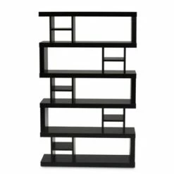 57.01" Dora Wood 5 Tier Geometric Bookshelf Dark Brown - Baxton Studio 10 57.01" Dora Wood 5 Tier Geometric Bookshelf Dark Brown - Baxton Studio -Bookshelves Sales Shop unnamed file 4617