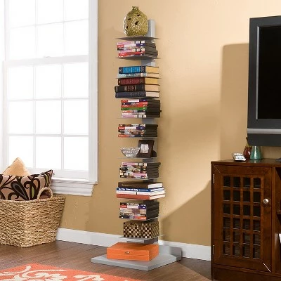 Meiyi Furniture SEI Furniture MS0895 55 Inch Freestanding Adjustable 11 Tier Modern Metal Spine Tower Book Media Shelf Decor Organizer Storage Case, Silver 3 Meiyi Furniture SEI Furniture MS0895 55 Inch Freestanding Adjustable 11 Tier Modern Metal Spine Tower Book Media Shelf Decor Organizer Storage Case, Silver