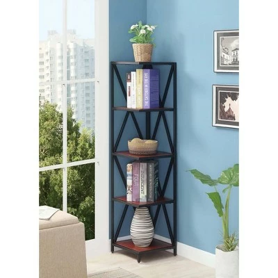 Breighton Home Tucson Metal 5 Tier Corner Bookcase - Johar Furniture Gray/black 3 Breighton Home Tucson Metal 5 Tier Corner Bookcase - Johar Furniture Gray/black