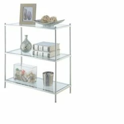 30.25" Royal Crest 3 Tier Bookcase Chrome - Breighton Home