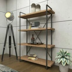 Olivia & May 67" Tall Industrial Metal and Wood Bookshelf Brown - Olivia & May -Bookshelves Sales Shop unnamed file 4716