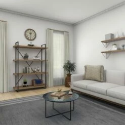 Olivia & May 67" Tall Industrial Metal and Wood Bookshelf Brown - Olivia & May -Bookshelves Sales Shop unnamed file 4719