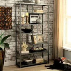 69" Dustin 6 Shelf Bookcase Dark Gray - HOMES: Inside + Out