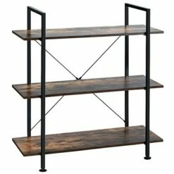 Costway 3-Tier Bookshelf Industrial Bookcase Display Shelf Storage Rack Rustic Brown -Bookshelves Sales Shop unnamed file 475