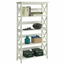 60" Oxford 5 Tier Bookcase White - Breighton Home