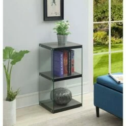 27.75" SoHo 3 Tier Tower Bookcase - Breighton Home White Faux Marble