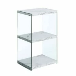 27.75" SoHo 3 Tier Tower Bookcase - Breighton Home White Faux Marble -Bookshelves Sales Shop unnamed file 4799