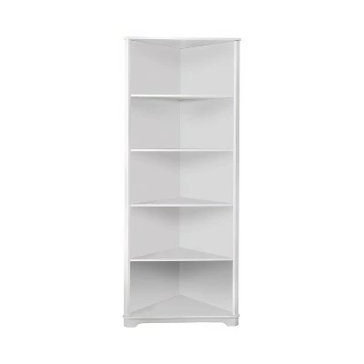 78" Mcafee Contemporary 5 Tier Corner Bookshelf - HOMES: Inside + Out White 7 78" Mcafee Contemporary 5 Tier Corner Bookshelf - HOMES: Inside + Out White - Image 5