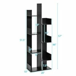 Costway 8-Tier Bookshelf Bookcase w/8 Open Compartments Space-Saving Storage Rack White/Black