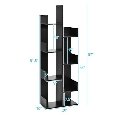 Costway 8-Tier Bookshelf Bookcase w/8 Open Compartments Space-Saving Storage Rack White/Black 3 Costway 8-Tier Bookshelf Bookcase w/8 Open Compartments Space-Saving Storage Rack White/Black