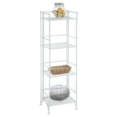 45" 4 Tier Folding Metal Shelf White - Breighton Home 3 45" 4 Tier Folding Metal Shelf White - Breighton Home