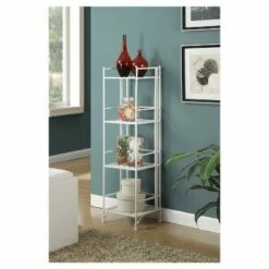 45" 4 Tier Folding Metal Shelf White - Breighton Home 7 45" 4 Tier Folding Metal Shelf White - Breighton Home -Bookshelves Sales Shop unnamed file 4841