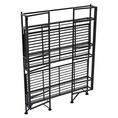 33" 3 Tier Wide Folding Metal Shelf Black - Breighton Home 4 33" 3 Tier Wide Folding Metal Shelf Black - Breighton Home - Image 2