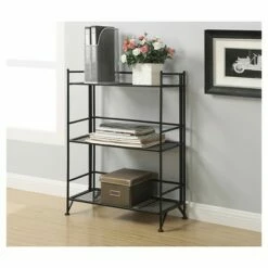 33" 3 Tier Wide Folding Metal Shelf Black - Breighton Home 7 33" 3 Tier Wide Folding Metal Shelf Black - Breighton Home -Bookshelves Sales Shop unnamed file 4844