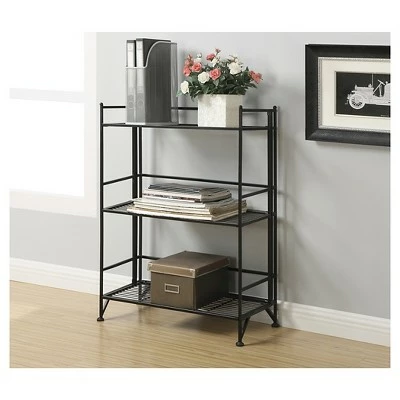 33" 3 Tier Wide Folding Metal Shelf Black - Breighton Home 5 33" 3 Tier Wide Folding Metal Shelf Black - Breighton Home - Image 3