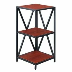 Breighton Home Tucson Metal 3 Tier Corner Bookcase - Johar Furniture Cherry/black -Bookshelves Sales Shop unnamed file 4852