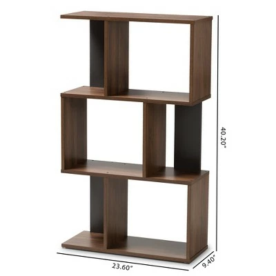 40.2" Legende Finished Display Bookcase Brown/Dark Gray - Baxton Studio 5 40.2" Legende Finished Display Bookcase Brown/Dark Gray - Baxton Studio - Image 3
