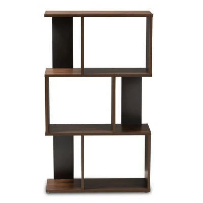 40.2" Legende Finished Display Bookcase Brown/Dark Gray - Baxton Studio 6 40.2" Legende Finished Display Bookcase Brown/Dark Gray - Baxton Studio - Image 4