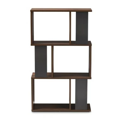 40.2" Legende Finished Display Bookcase Brown/Dark Gray - Baxton Studio 8 40.2" Legende Finished Display Bookcase Brown/Dark Gray - Baxton Studio - Image 6