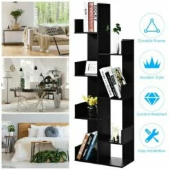 Costway 8-Tier Bookshelf Bookcase w/8 Open Compartments Space-Saving Storage Rack White/Black 20 Costway 8-Tier Bookshelf Bookcase w/8 Open Compartments Space-Saving Storage Rack White/Black -Bookshelves Sales Shop unnamed file 488