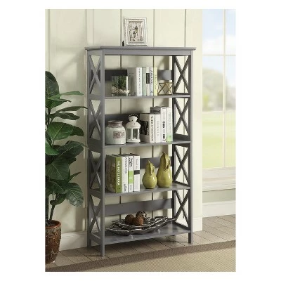 Oxford 5 Tier Bookcase Gray - Breighton Home 3 Oxford 5 Tier Bookcase Gray - Breighton Home